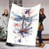 Watercolor dragonfly flowers blanket