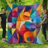 Abstract cubist fox with circles and squares blanket