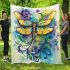 Abstract dragonfly with swirls and flowers blanket