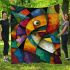 Abstract painting of fish vibrant colors geometric blanket