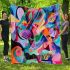 Abstract painting of musical notes and instruments blanket