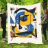 Abstract shapes in blue yellow and black forming blanket
