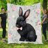 Adorable black rabbit with pink ears blanket