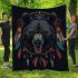 Angry black bear with dream catcher area rug blanket