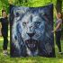 Angry white lion with dream catcher area rug blanket