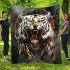 Angry white tiger with dream catcher area rug blanket