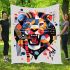 Animal shapes in colorful geometric patterns blanket