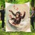 Baby monkey surfs with guitar and musical notes blanket
