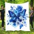 Beautiful blue butterfly with flowers blanket