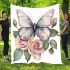 Beautiful butterfly with pink roses blanket