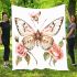 Beautiful butterfly with pink roses blanket