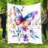 Beautiful colorful butterfly among flowers blanket