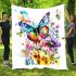 Beautiful colorful butterfly among flowers blanket