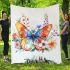 Beautiful colorful butterfly among flowers blanket