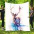 Beautiful deer watercolor splashes blanket
