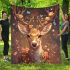 Beautiful deer with flowers and butterflies in its antlers blanket