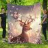 Beautiful deer with white flowers on its antlers blanket