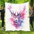 Beautiful male deer with antlers depicted blanket