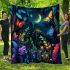 Beautiful night scene with colorful glowing butterflies blanket