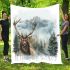 Beautiful watercolor painting of an elk in the forest blanket