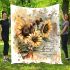 Bee on sunflowers old writing blanket