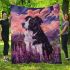 Black and white border collie in the foreground blanket