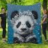 Black and white cute panda with blue eyes blanket