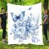 Blue butterfly and blue flowers blanket