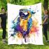 Blue macaw in the style of abstract watercolor blanket