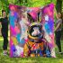 Bunny in astronaut suit in the style of graffiti blanket