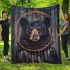 Cabin bear smile with dream catcher area rug blanket