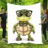 Cartoon turtle with glasses and bow tie blanket