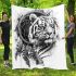 Cartoon white tiger and dream catcher kid pencil drawing area rug blanket
