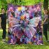 Colored butterfly surrounded by vibrant flowers blanket