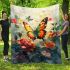 Colorful butterfly perched blooming roses blanket