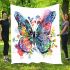 Colorful butterfly with floral elements blanket