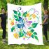 Colorful butterfly with flowers and leaves blanket