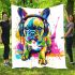 Colorful cute french bulldog wearing headphones blanket