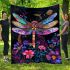 Colorful dragonfly among flowers blanket