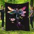 Colorful dragonfly with flowers blanket