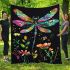 Colorful dragonfly with flowers blanket