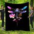 Colorful dragonfly with flowers blanket