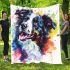 Colorful drawing of an adorable border collie blanket