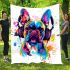 Colorful french bulldog wearing headphones blanket