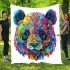 Colorful panda head design with vibrant colors blanket