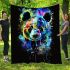 Colorful panda splatter painting with bright blanket