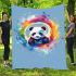 Colorful rainbow splash of color cute baby panda blanket