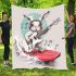 Cool rabbit surfing with electric guitar and headphones blanket