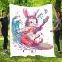 Cool rabbit surfing with electric guitar and headphones blanket