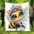 Cute baby bee wearing a crown blanket